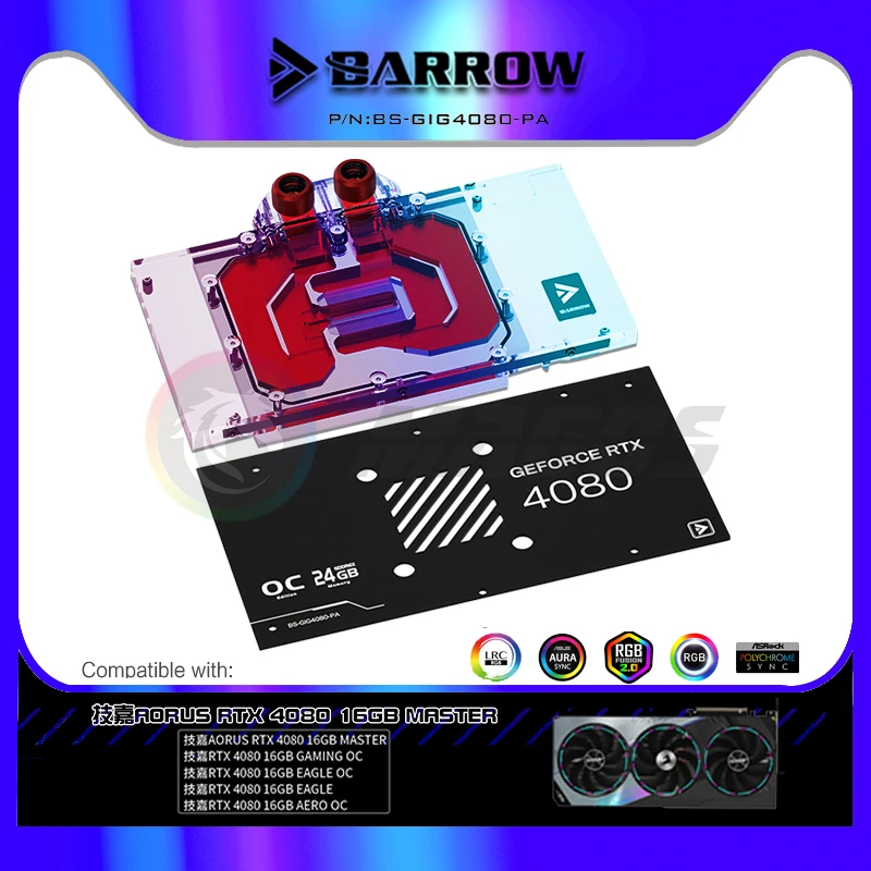 BARROW GPU Bloco de água para  - Rtx 4080 Water Cooling Block avaliação e preço